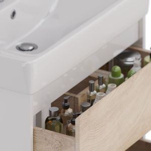 Тумба под раковину Lemark Combi LM03C80T-dub 80 см белый глянец
