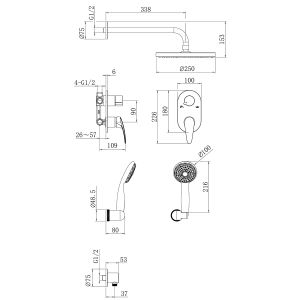 Душевой комплект Lemark Linara LM0429C хром