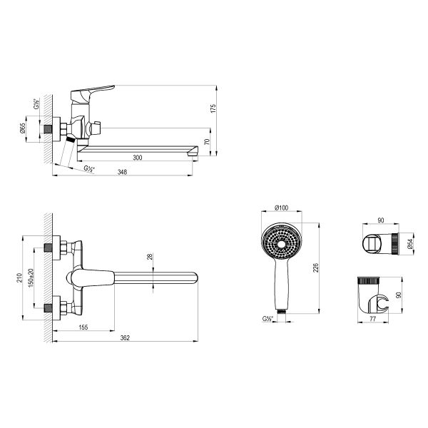 Смеситель Lemark Selena LM0851С для ванны