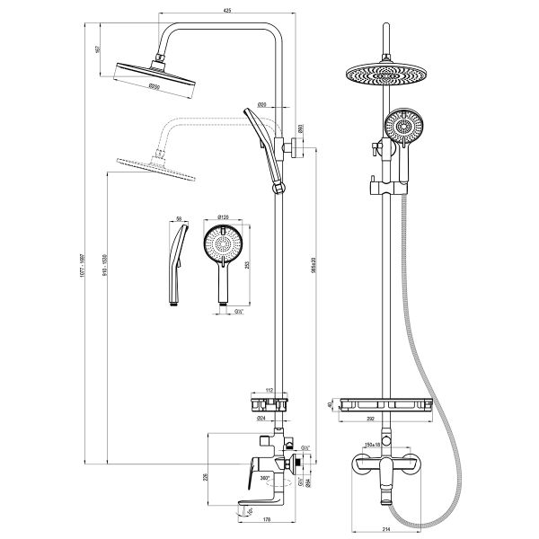 Душевая стойка Lemark Verba LM11462C хром