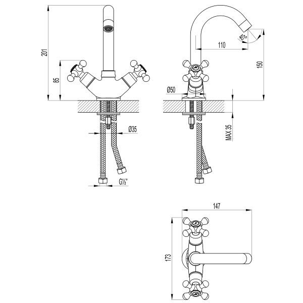Смеситель для раковины Lemark Standard LM2107C хром