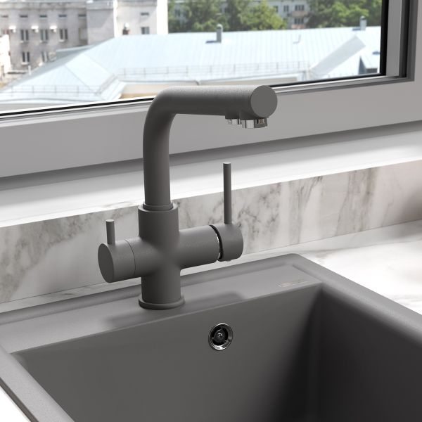 Смеситель для кухни Lemark Comfort LM3061PGS с подключением к фильтру питьевой воды серый шёлк Смеситель для кухни Lemark Comfort LM3061PGS с подключением к фильтру питьевой воды серый шёлк