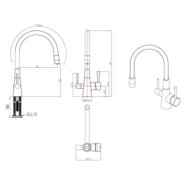 Смеситель для кухни Lemark LM3075BL085 с фильтром Basic для очистки воды от хлора и вредных примесей чёрный
