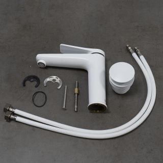 Смеситель для раковины Lemark Bronx LM3737MW с донным клапаном белый