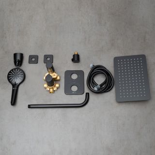 Душевой комплект Lemark Bronx LM3749BL с термостатом чёрный Душевой комплект Lemark Bronx LM3749BL с термостатом чёрный