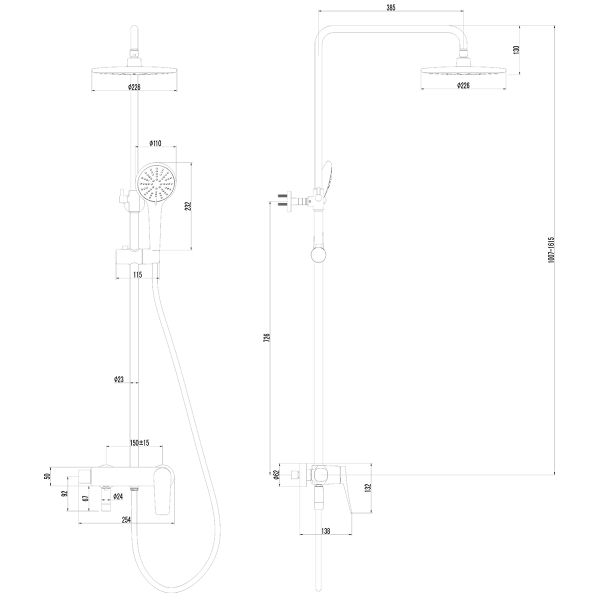Душевая стойка Lemark Bronx LM3762BL чёрный