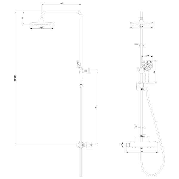 Душевая стойка Lemark Bronx LM3770BL с термостатом чёрный