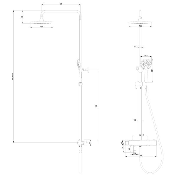 Душевая стойка Lemark Bronx LM3772GM с термостатом графит