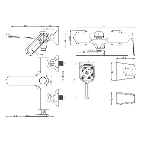 Смеситель для ванны Lemark Prizma LM3914C