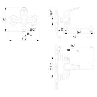 Смеситель для ванны и душа Lemark Луна LM4114C хром