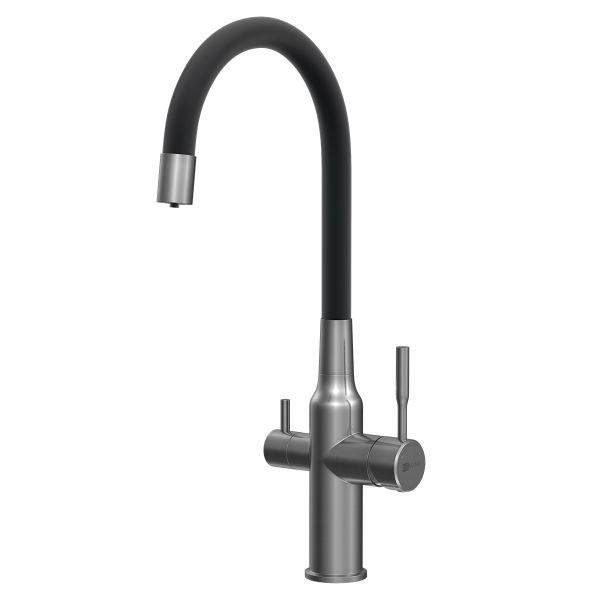 Смеситель для кухни Lemark Expert LM5083GMN-Black с подключением к фильтру с питьевой водой чёрный/графит
