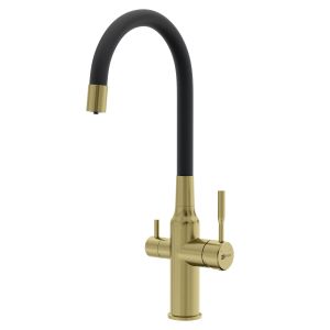 Смеситель для кухни Lemark Expert LM5083LGN-Black с подключением к фильтру с питьевой водой чёрный/золото