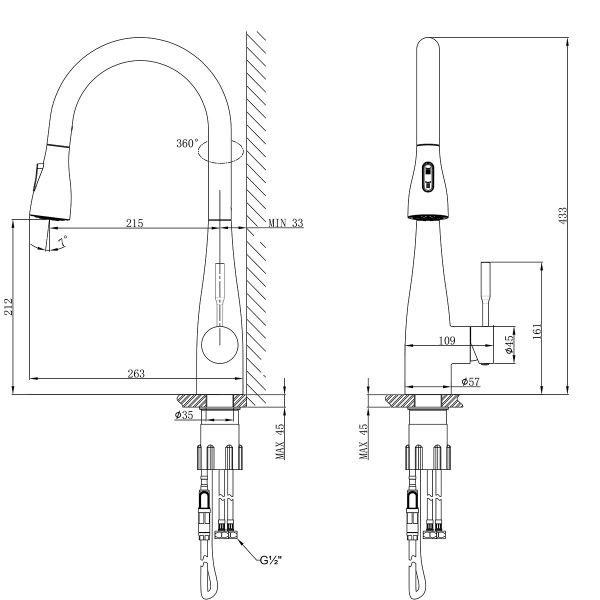 Смеситель для кухни Lemark Expert LM5084S с выдвижным изливом хром