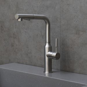 Смеситель для кухни Lemark Expert LM5085S с вытягивающимся поворотным изливом сталь