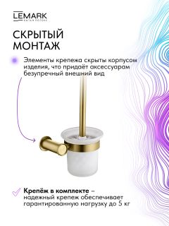 Ёршик для унитаза Lemark Зенит LMA-1621S-BRG брашированное золото