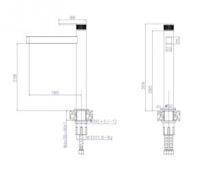 Смеситель BelBagno для накладной раковины без донного клапана, сатин DEL2.0-LMC-IN-W0
