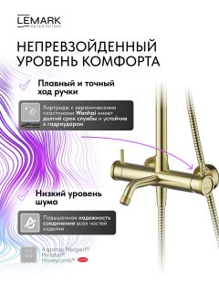 Душевая стойка Lemark Зенит LMF-1626S-BRGN брашированное золото