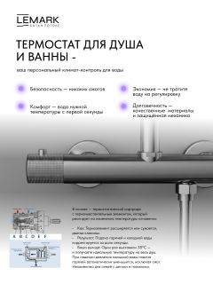 Смеситель для ванны Lemark Белуга LMF-8042B-GM с термостатом графит