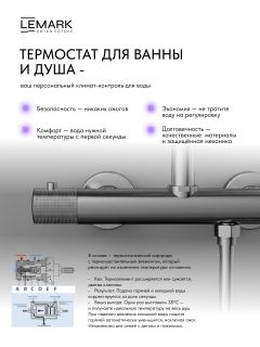 Смеситель для душа Lemark Белуга LMF-8044B-GM с термостатом графит