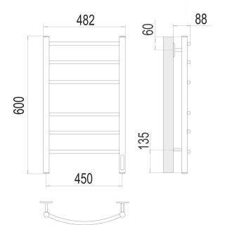Полотенцесушитель электрический Terminus Классик 4670078542984 П6 45х60 см чёрный муар