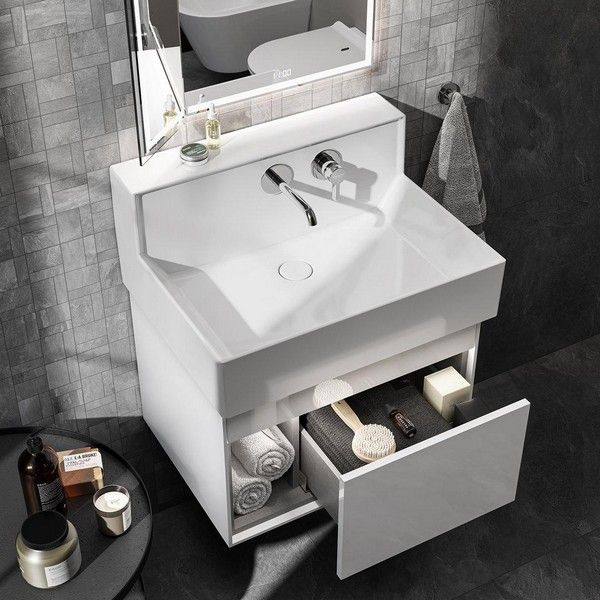 Раковина Kerama Marazzi Logica M LO.M.wb.65 cо встроенной скрытой частью смесителя 65 см белый