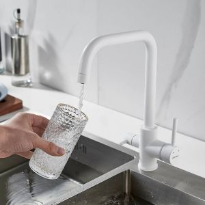 Смеситель для кухни Shevanik S228C с подключением фильтра белый