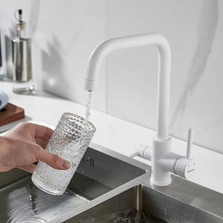 Смеситель для кухни Shevanik S228C с подключением фильтра белый Смеситель для кухни Shevanik S228C с подключением фильтра белый