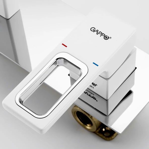 Встраиваемый смеситель для раковины Gappo G1017-12 белый/хром