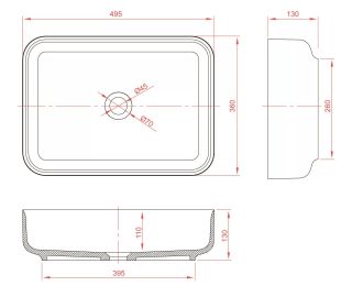 Раковина Montebianco Loreto Lungo 12017 50см белый Раковина Montebianco Loreto Lungo 12017 50см белый
