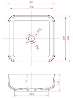 Раковина Montebianco Loreto Piazza 12018 36см белый Раковина Montebianco Loreto Piazza 12018 36см белый
