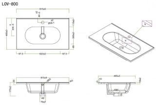 Раковина BelBagno 80см Etna LOV-800-LVB Раковина BelBagno 80см Etna LOV-800-LVB