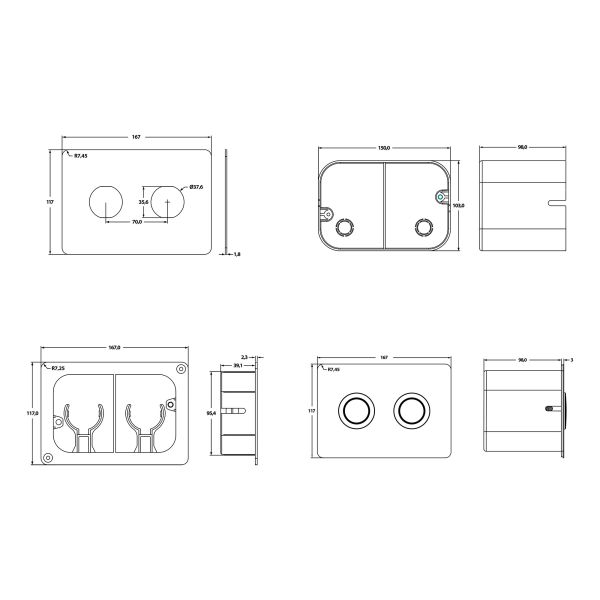 Клавиша смыва для пневматической инсталляции Point Венера PN44072SB сталь брашированная