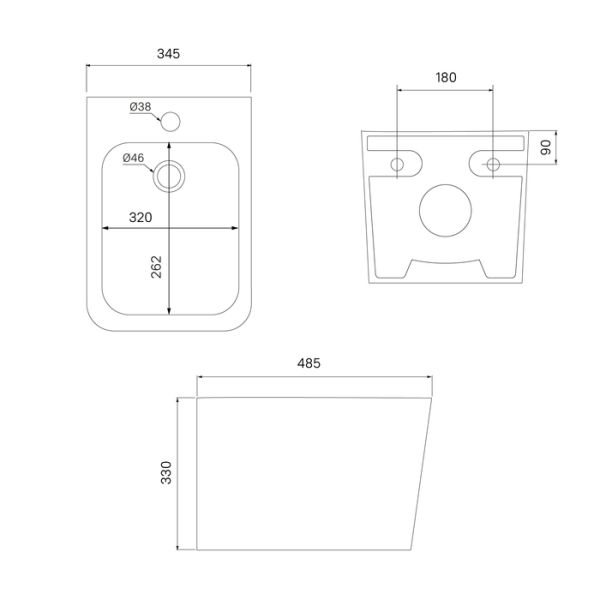 Подвесное биде IDDIS Bild BILRB02i82 чёрный матовый Подвесное биде IDDIS Bild BILRB02i82 чёрный матовый