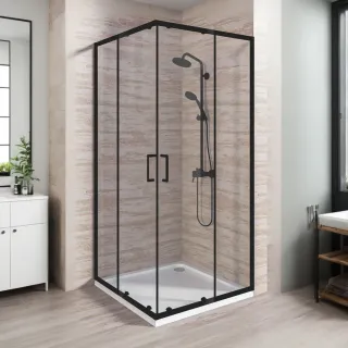 Душевое ограждение Good Door Lite CR-100-C-B ЛТ00023 100*100 профиль черный матовый стекло прозрачное