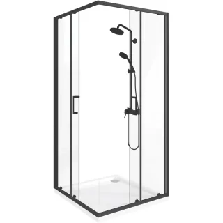 Душевое ограждение Good Door Lite CR-80-C-B ЛТ00025 80*80 профиль черный матовый стекло прозрачное
