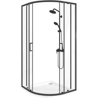Душевое ограждение Good Door Lite R-80-C-B ЛТ00028 80*80 профиль черный матовый стекло прозрачное