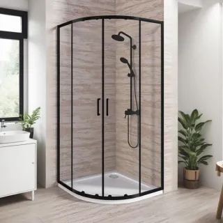 Душевое ограждение Good Door Lite R-80-C-B ЛТ00028 80*80 профиль черный матовый стекло прозрачное