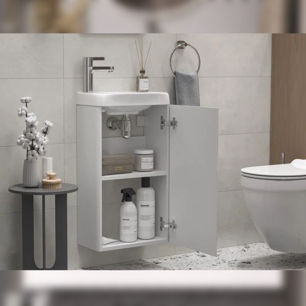 Тумба под раковину подвесная Velvex Bio tp.BIO.BIO.MAXI.40.1D белый глянец, 40 см