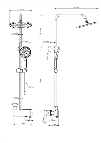 Душевая стойка Wonzon & Woghand Muse Corno WW-B3110-CR с термостатом хром