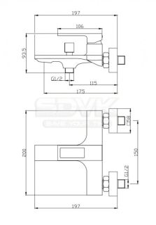 Смеситель BelBagno для ванны и душа в комплекте с ручным душем, шлангом и держателем, золото LUC-VASM-ORO