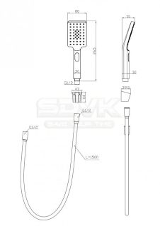Смеситель BelBagno для ванны и душа в комплекте с ручным душем, шлангом и держателем, золото LUC-VASM-ORO