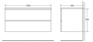 Тумба под раковину BelBagno подвесная Stucco Cemento 100x50см LUCE-1000-2C-SO-SCM