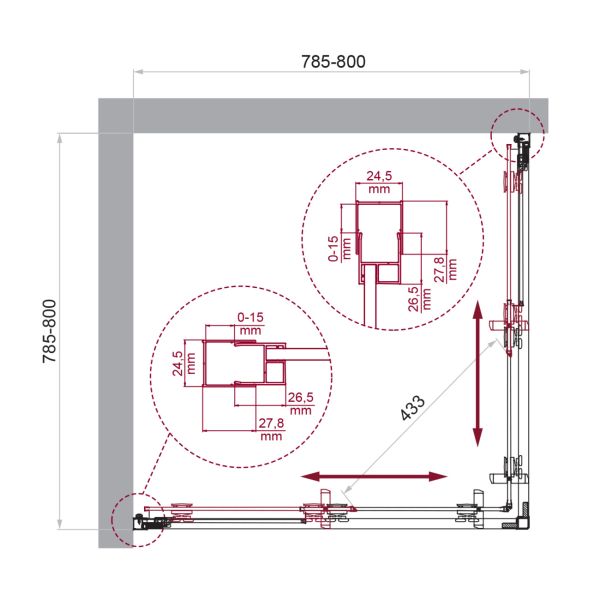 Душевой уголок BelBagno LUCE-A-2-80-C-Cr хром