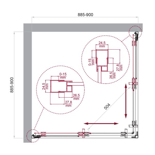 Душевой уголок BelBagno LUCE-A-2-90-C-Cr хром
