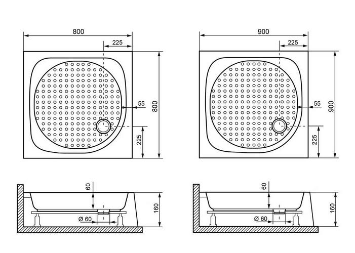 Акриловый поддон для душа RGW LUX/TN 16180199-21 900х900х150