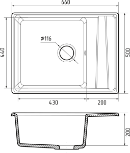Мойка кухонная GranFest LEVEL LV-660L песочный