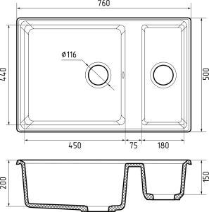 Мойка кухонная GranFest LEVEL LV-760K топаз