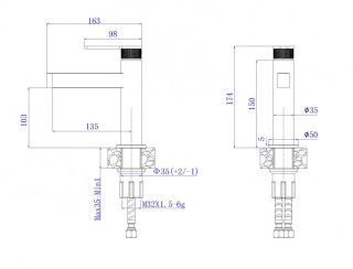 Смеситель BelBagno для раковины без донного клапана, оружейная сталь DEL2.0-LVM-GM-W0
