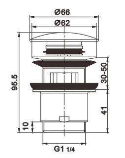 Донный клапан Rose RS01H чёрный Донный клапан Rose RS01H чёрный