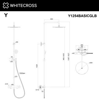 Душевая стойка Whitecross Y Y1254BASICGLB с термостатом брашированное золото